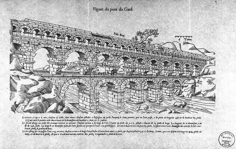 Gravure : Vue perspective sur calque d'après un document ancien