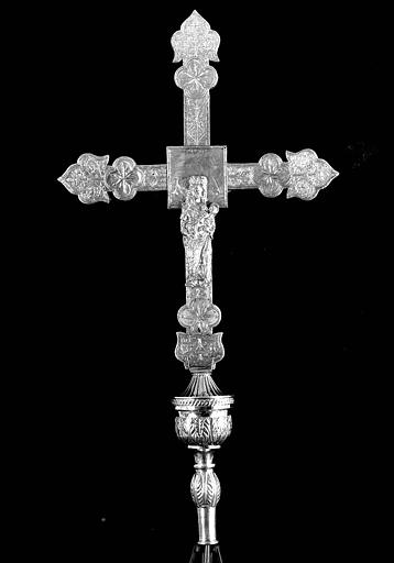 Croix processionnelle en argent sur âme de bois (revers)