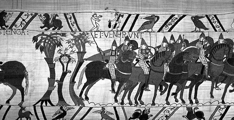 Tapisserie de Bayeux (avers),  59B : Normands à cheval s'avançant en ordre de bataille