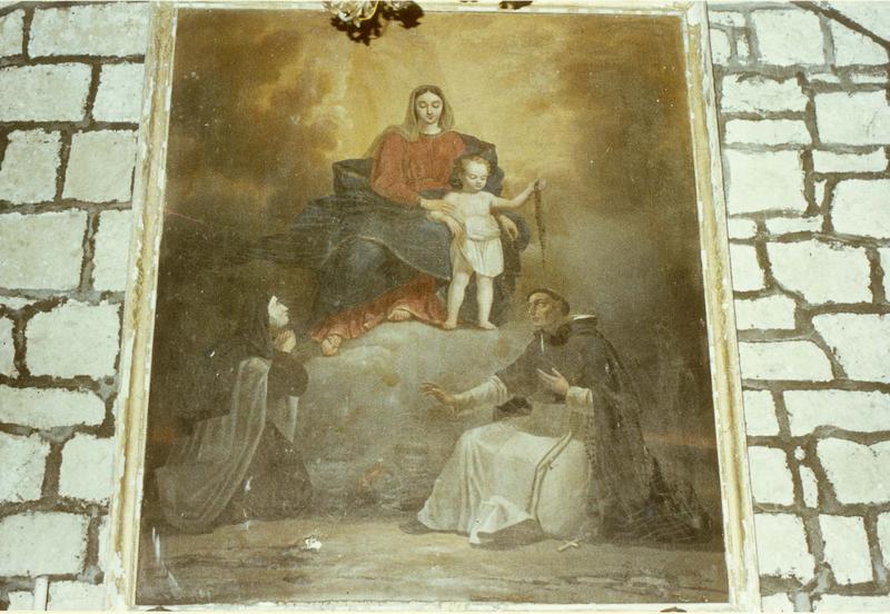 Tableau : rosaire avec saint Dominique et sainte Catherine de Sienne