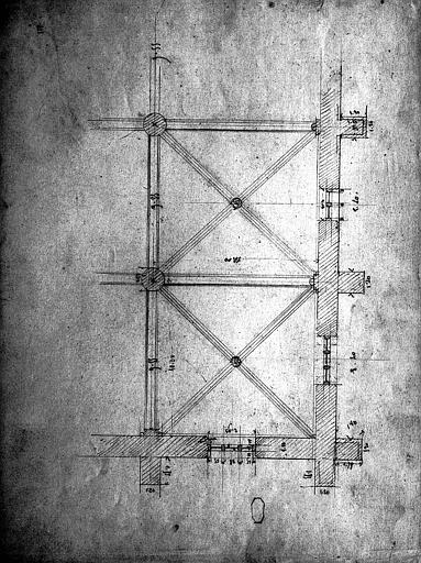 Plan du côté des voûtes des travées sud-ouest (mine de plomb)