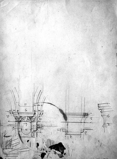 Détail de chapiteaux (dessin à la mine de plomb)