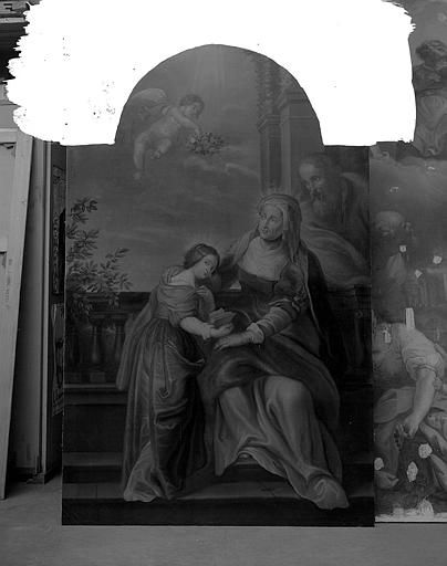 Peinture sur toile (retable de sainte Anne dans le transept) : L'Education de la Vierge