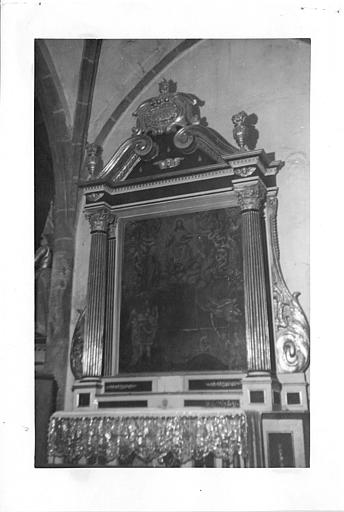 Retable, tableau : 'Le Jugement Dernier', panneau peint et sculpté en bas-relief sur les côtés - © Ministère de la Culture (France), Médiathèque du patrimoine et de la photographie (objets mobiliers), tous droits réservés