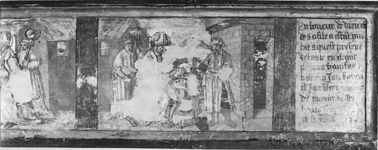 Prédelle : 'Vie de saint Auxille', panneau peint ; avant restauration - © Ministère de la Culture (France), Médiathèque du patrimoine et de la photographie (objets mobiliers), tous droits réservés