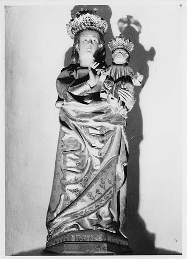 Groupe sculpté : 'Vierge à l'Enfant', couronnés, bois sculpté, peint