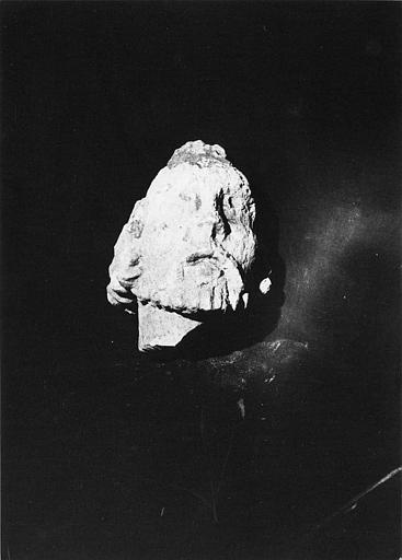 Statue : fragment, tête de personnage barbu, pierre sculptée (face) - © Ministère de la Culture (France), Médiathèque du patrimoine et de la photographie (objets mobiliers), tous droits réservés