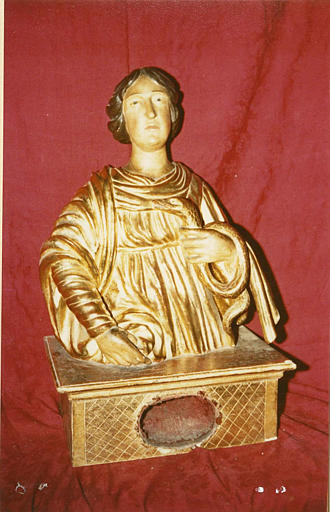 Buste-reliquaire de sainte Christine, bois sculpté, peint, doré - © Ministère de la Culture (France), Médiathèque du patrimoine et de la photographie (objets mobiliers), tous droits réservés