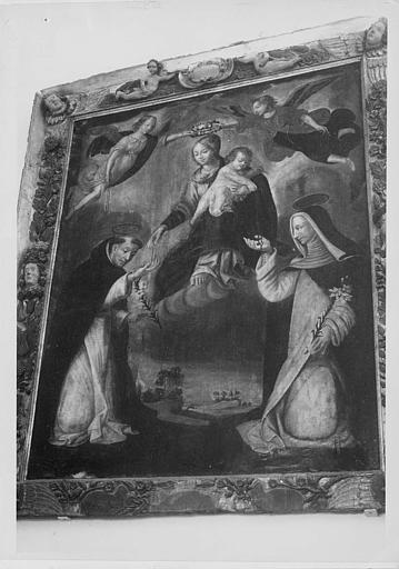 Tableau : La Donation du Rosaire à saint Dominique et sainte Catherine de Sienne