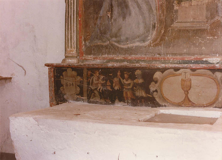 Prédelle : 'L'Adoration des mages', détail, panneau peint, 1604