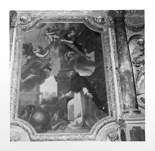 Retable, tableau : 'La vision de saint Dominique', huile sur toile, tableau central du retable - © Ministère de la Culture (France), Médiathèque du patrimoine et de la photographie (objets mobiliers), tous droits réservés
