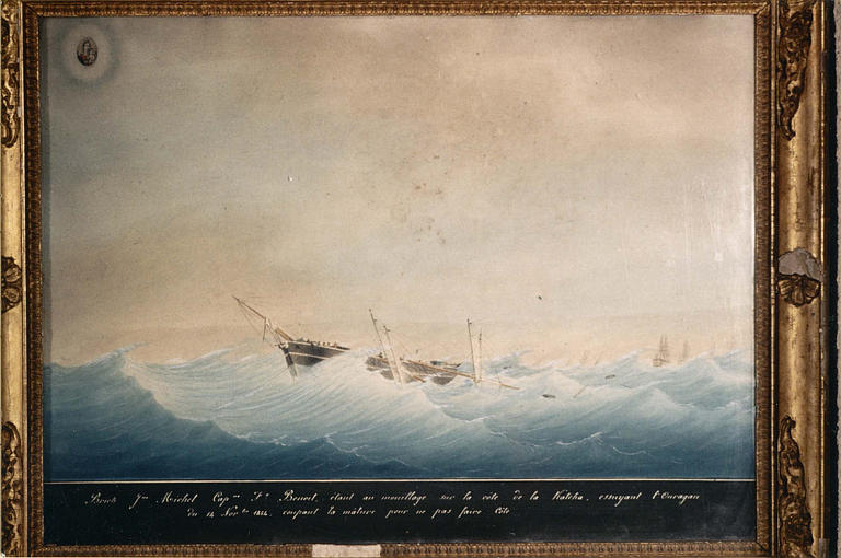 Ex-voto : bateau ayant évité un naufrage durant un ouragan, huile sur toile, 1854 - © Ministère de la Culture (France), Médiathèque du patrimoine et de la photographie (objets mobiliers), tous droits réservés