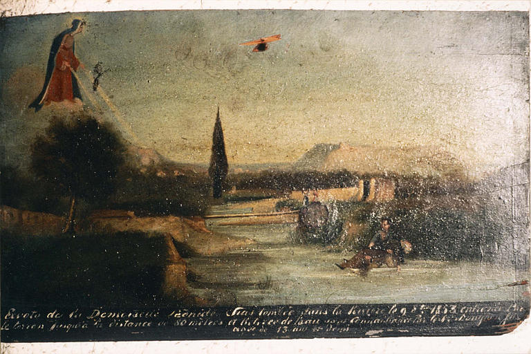 Ex-voto : sauvetage de Léonide Sias tombée dans une rivière, huile sur toile, 1853 - © Ministère de la Culture (France), Médiathèque du patrimoine et de la photographie (objets mobiliers), tous droits réservés