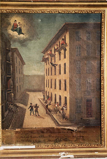 Ex-voto : accident d'un ouvrier lors de la réfection d'une façade d'immeuble, huile sur toile, 1836 - © Ministère de la Culture (France), Médiathèque du patrimoine et de la photographie (objets mobiliers), tous droits réservés