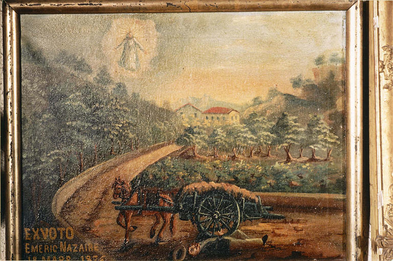 Ex-voto : accident d'Emeric Nazaire, écrasé sous son chariot, huile sur toile, 1874 - © Ministère de la Culture (France), Médiathèque du patrimoine et de la photographie (objets mobiliers), tous droits réservés