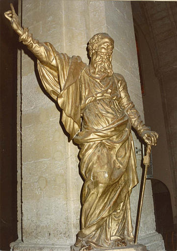 Statue : 'Saint Paul', bois sculpté, doré (trois quart)