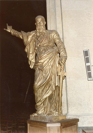 Statue : 'Saint Paul', bois sculpté, doré