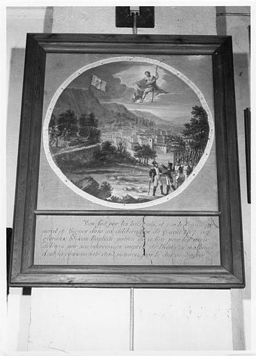 Ex-voto adressé à saint Jean-Baptiste par la ville de Signes menacée par le duc de Savoie, huile sur bois (?)