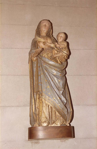 Groupe sculpté : 'Vierge à l'Enfant', bois sculpté, peint, doré