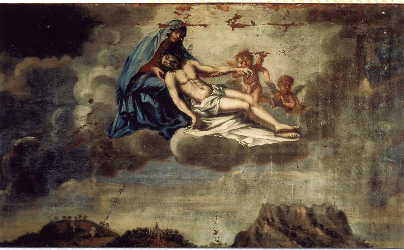 ex-voto 6 (cadre) : Scène de bataille dans la plaine d'Argens (invasion des troupes du duc de Savoie), vue partielle - © Ministère de la Culture (France), Médiathèque du patrimoine et de la photographie (objets mobiliers), tous droits réservés