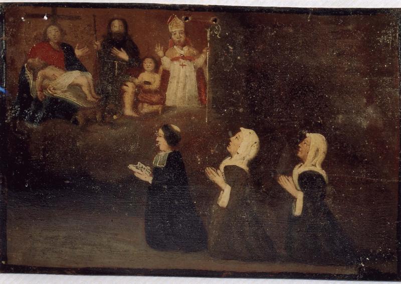 ex-voto 21 : Un aumônier et deux nobles dames remercient Notre Dame de Pitié, saint Roch et un saint évêque, vue générale - © Ministère de la Culture (France), Médiathèque du patrimoine et de la photographie (objets mobiliers), tous droits réservés