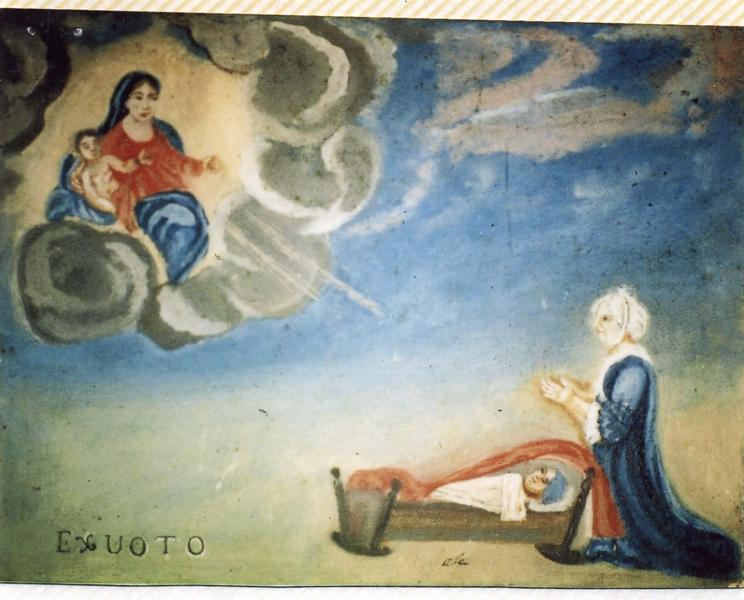 ex-voto 68 : Guérison d'un enfant dans un berceau. Remerciement à la Vierge à l'Enfant, vue générale - © Ministère de la Culture (France), Médiathèque du patrimoine et de la photographie (objets mobiliers), tous droits réservés