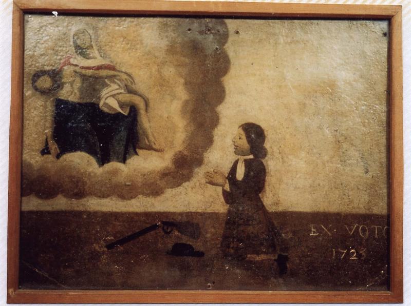 ex-voto 82 (cadre) : Accident avec une arme à feu. Remerciement à Notre-Dame-de-Pitié, vue générale - © Ministère de la Culture (France), Médiathèque du patrimoine et de la photographie (objets mobiliers), tous droits réservés