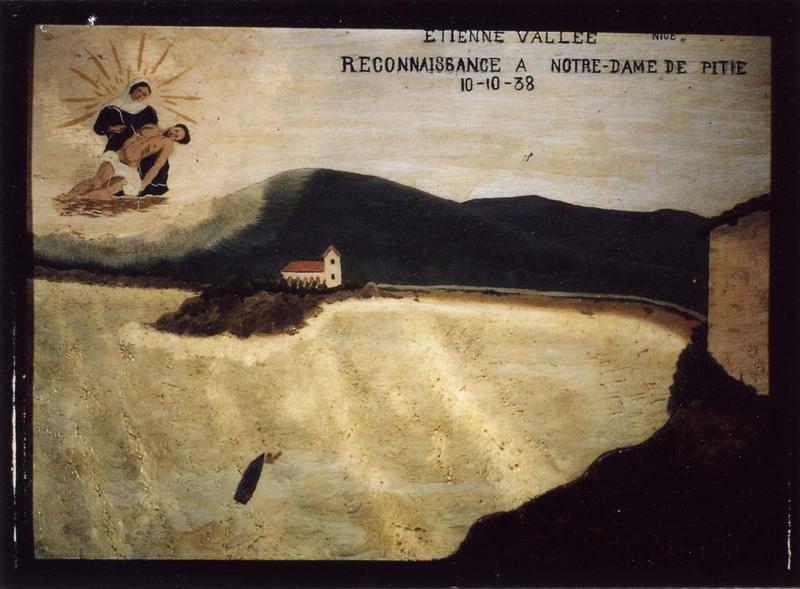 ex-voto 96 (cadre) : Voeu d'Etienne Vallée de Nice. Reconnaissance à Notre-Dame-de-Pitié, vue générale - © Ministère de la Culture (France), Médiathèque du patrimoine et de la photographie (objets mobiliers), tous droits réservés