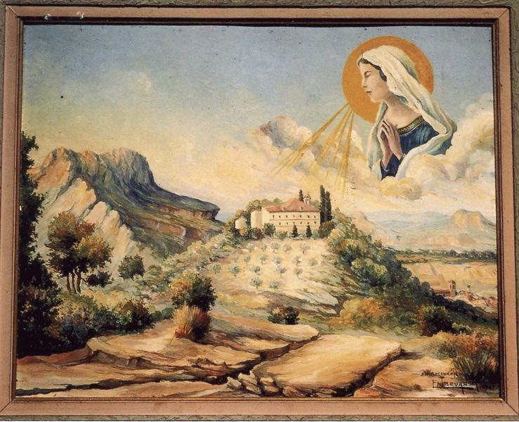 ex-voto 97 (cadre) : Reconnaissance à Notre-Dame. Montagne, ermitage, village de Roquebrune, vue générale - © Ministère de la Culture (France), Médiathèque du patrimoine et de la photographie (objets mobiliers), tous droits réservés