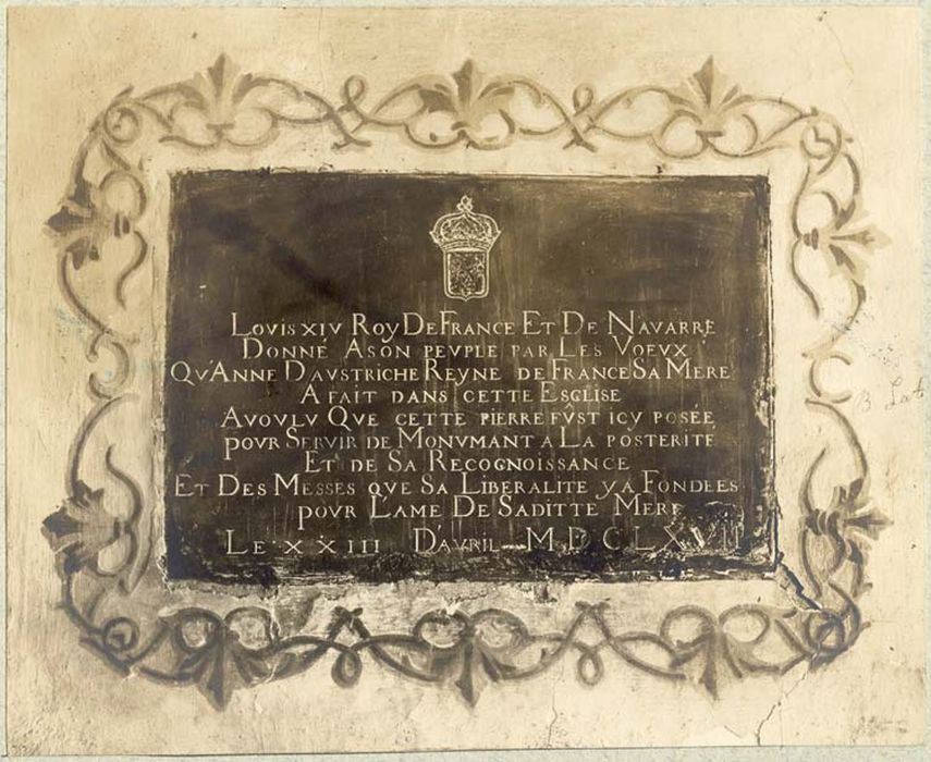 plaque commémorative d'un pèlerinage de Louis XIV en 1667