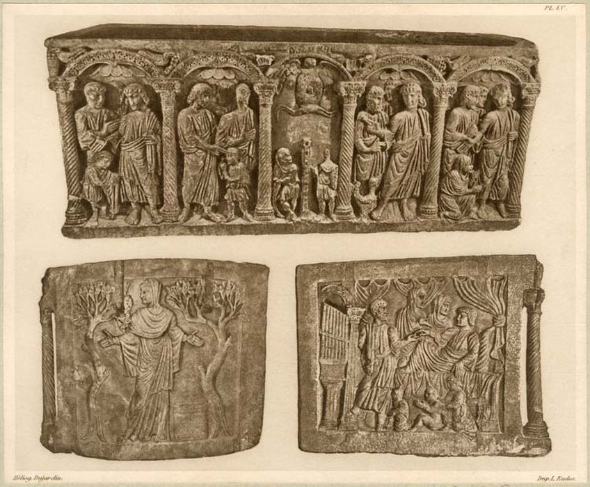 sarcophage dit tombeau de saint Sidoine, vue partielle (document imprimé)