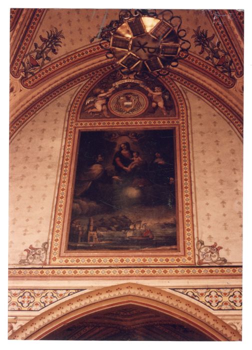 tableau : Saints en adoration devant la Vierge à l'Enfant : Saint Charles Borromée et Sainte Thérèse
