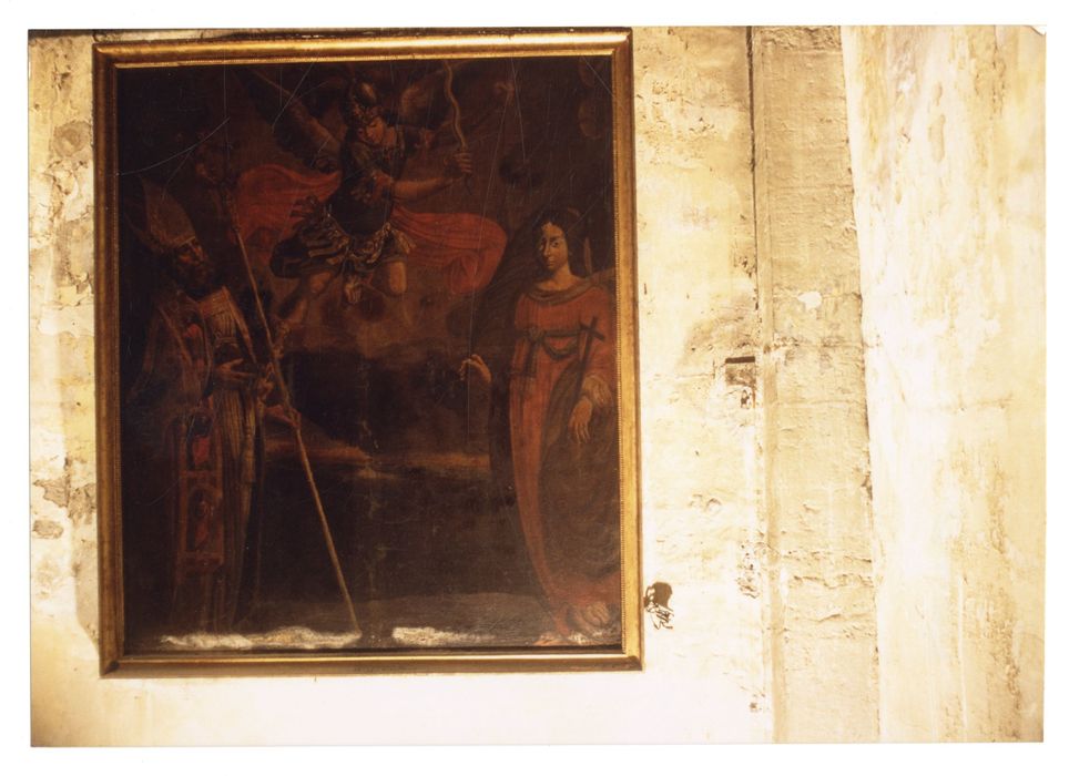 tableau : Saint Cyprien, Saint Michel et une Sainte martyre