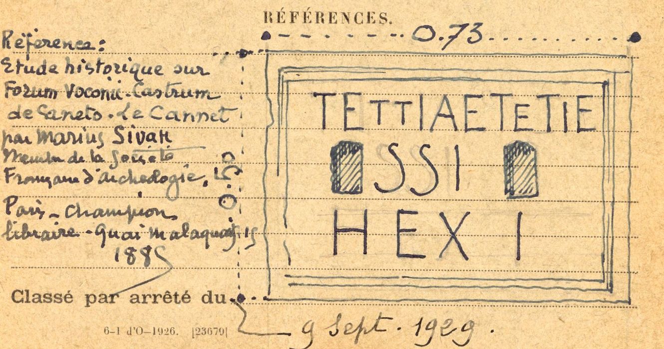 plaque funéraire (dessin : encre sur papier)