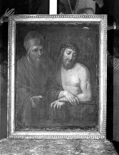 Peinture sur toile (Première chapelle nord) : Le Christ et Caïphe