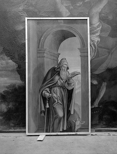 Panneau peint en grisaille : Saint Antoine (revers de la Transfiguration)