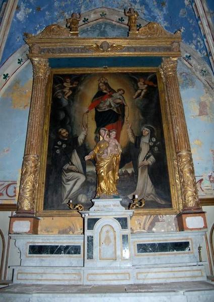 Retable et son tableau d'autel : la Donation du rosaire