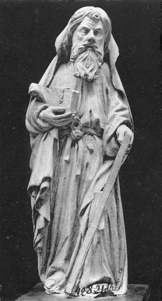 chaire à prêcher, détail d'une statuette (saint André?)