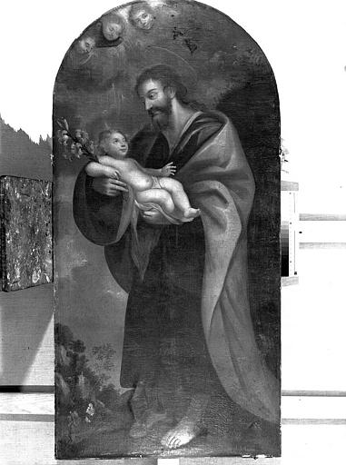 Peinture sur toile du retable latéral sud : Saint Joseph et l'Enfant Jésus