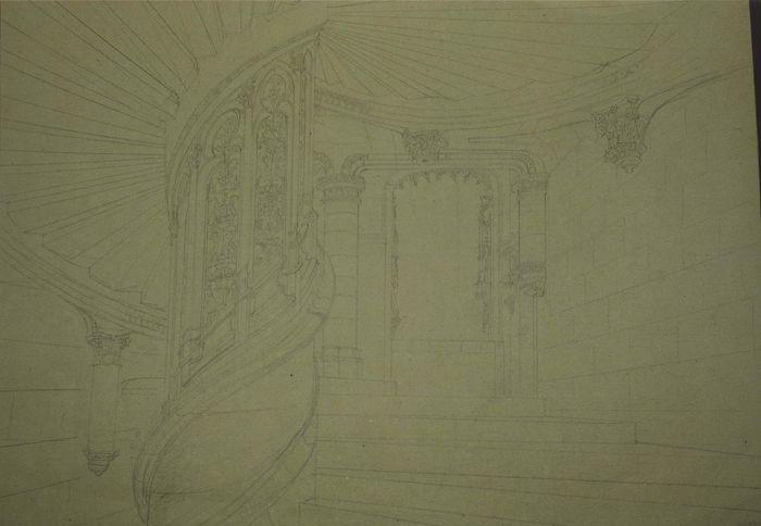 Dessin : Escalier de Châteaudun