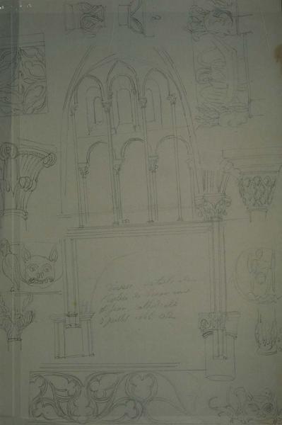 Dessin : Divers détails de l'église de Besançon