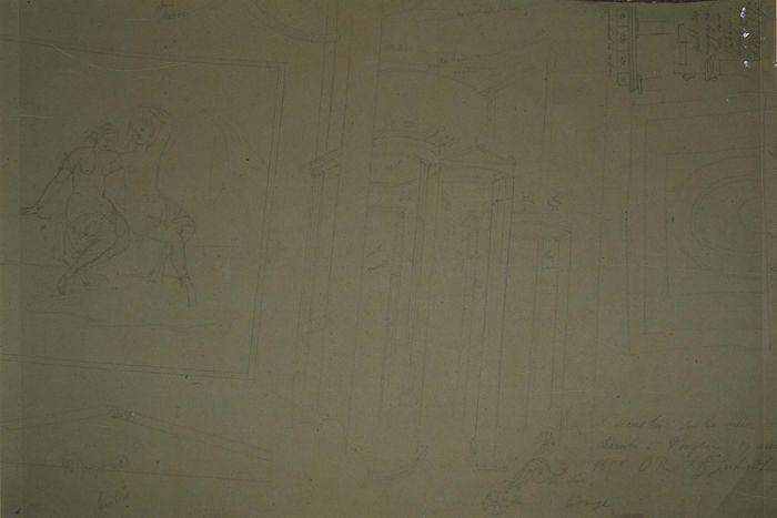 Dessin : Décoration sur les murs d'une chambre à Pompeï