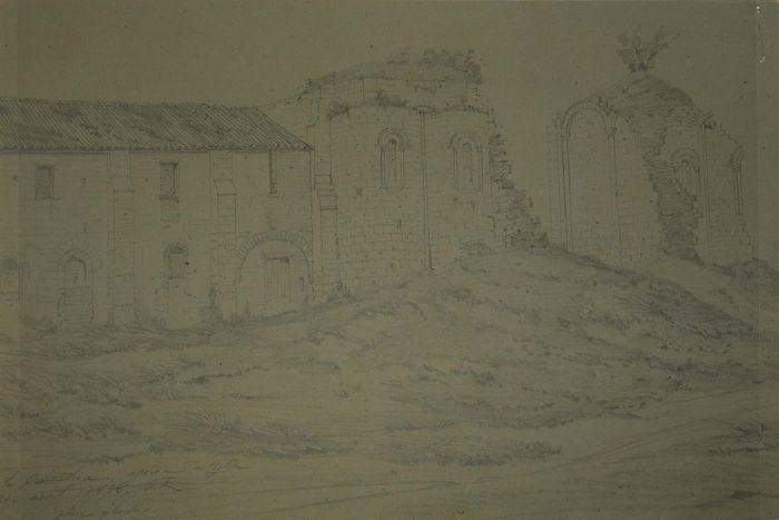 Dessin : La Grainetière, abside de l'église