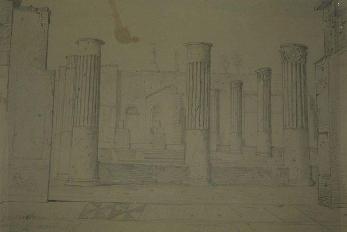Dessin : Pompeï, atrium d'une maison