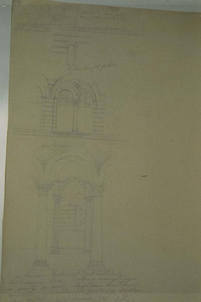 Dessin : Intérieur de la cathédrale ou duomo à Pise