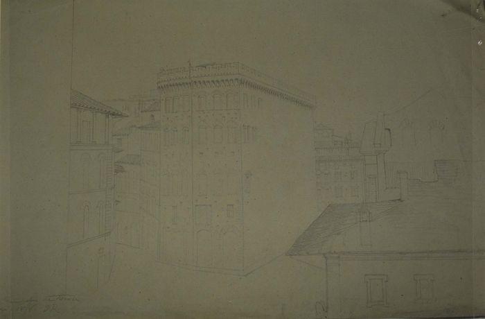 Dessin : Vue d'un palais de Florence