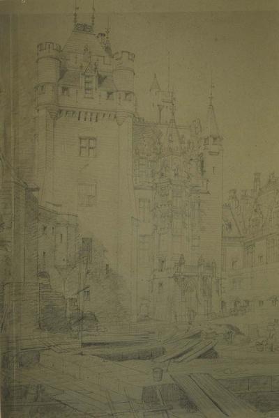 Dessin : Vue du Donjon de Pierrefonds