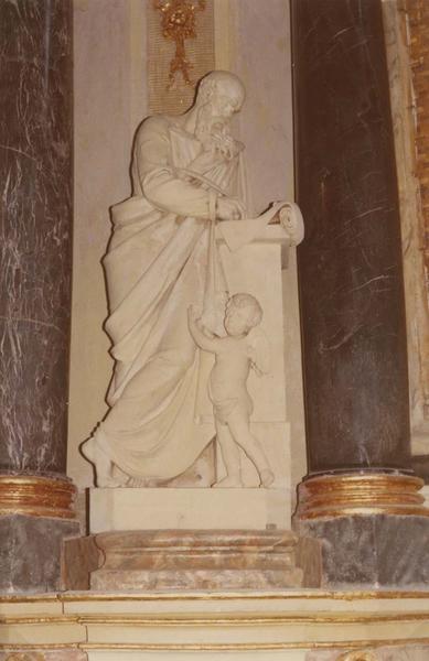 statue du retable du maître-autel : saint Matthieu, vue générale