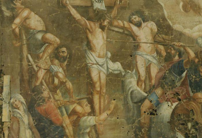 tableau : Crucifixion (la), vue partielle - © Ministère de la Culture (France), Médiathèque du patrimoine et de la photographie (objets mobiliers), tous droits réservés