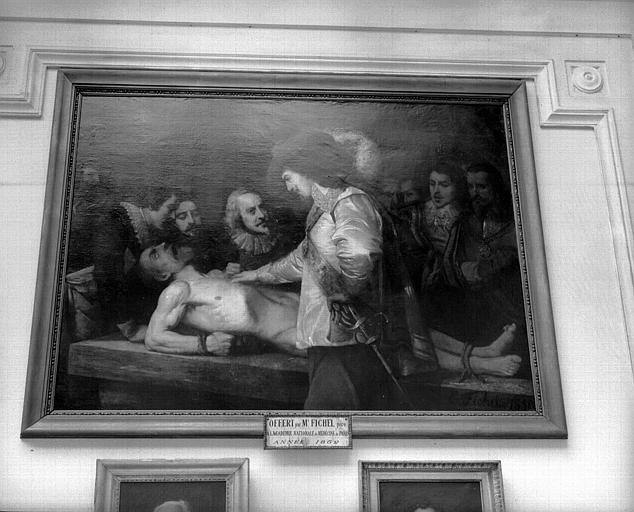 Peinture : W. Harvey montrant au roi Charles 1er la circulation du sang sur un cadavre